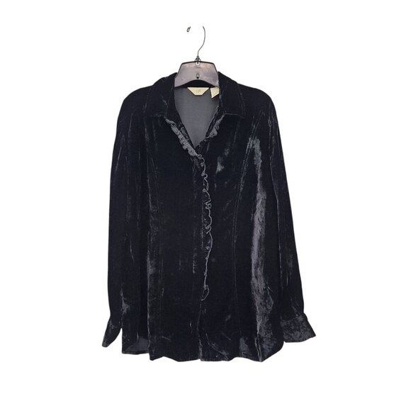 J. Jill Tops - J. Jill Women's Vintage Long Sleeve Velvet Button Down Blouse - M